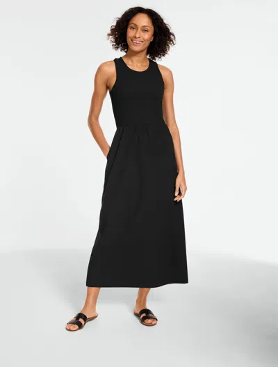 Talbots Petite - Mixed Media Crew Neck Midi Dress - Black - Xl