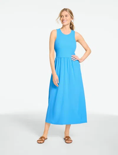 Talbots Petite - Mixed Media Square Neck Midi Dress - Clear Sky Blue - Xl