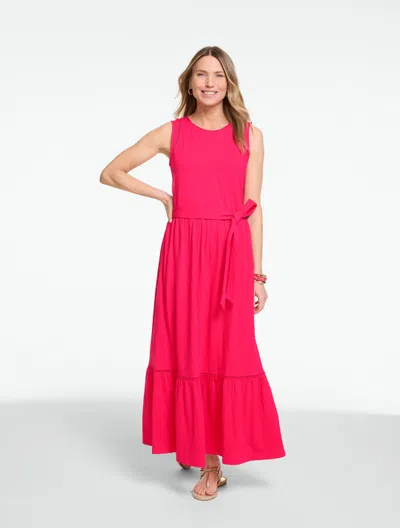 Talbots Petite - Nantucket Slub Sleeveless Maxi Dress - Raspberry - 12  In Pink
