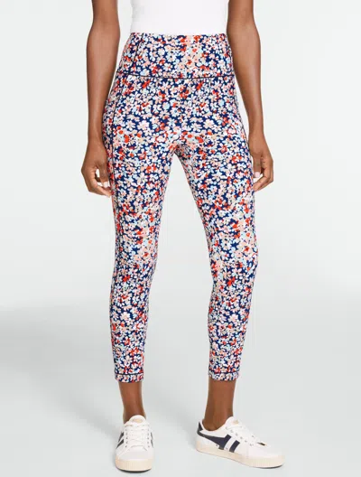 Talbots Petite - Out & About High Waist Capri Leggings - Camo Floral - Ink - Medium  In Black