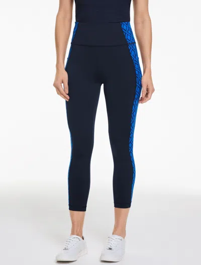 Talbots Petite - Performance Compression Capri Leggings - Tennis Net - Lapis Blue/ink - Small