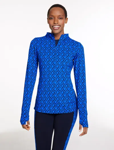 Talbots Petite - Performance Compression Half-zip Pullover Sweater - Tennis Net - Lapis Blue/ink - Small Tal
