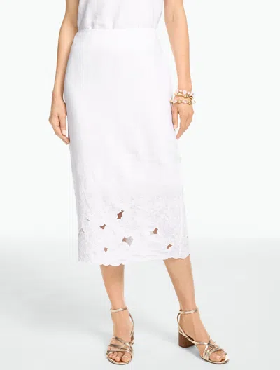 Talbots Petite - Rsvp Floral Embroidered Linen Pencil Skirt - White - 4
