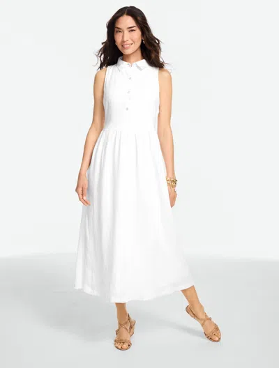 Talbots Petite - Sleeveless Linen Shirtdress - White - 2xs