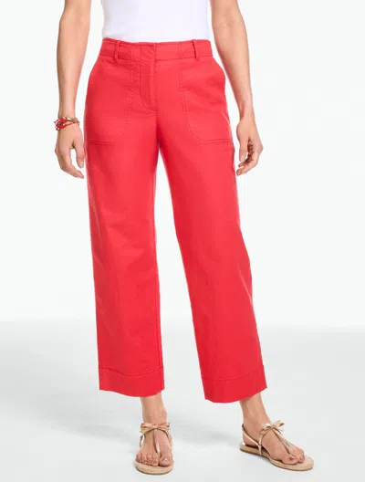 Talbots Petite - Stretch Linen Straight Leg Crop Pants - Colonial Red - 16