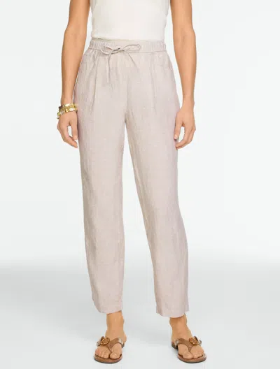 Talbots Petite - Washed Linen Tapered Ankle Pull-on Pants - Beige - Large  In Sand