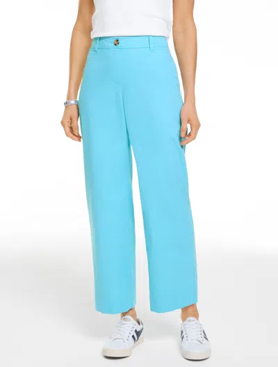 Talbots Petite - Wide Ankle Heritage Twill Pants - Opal Blue - 8