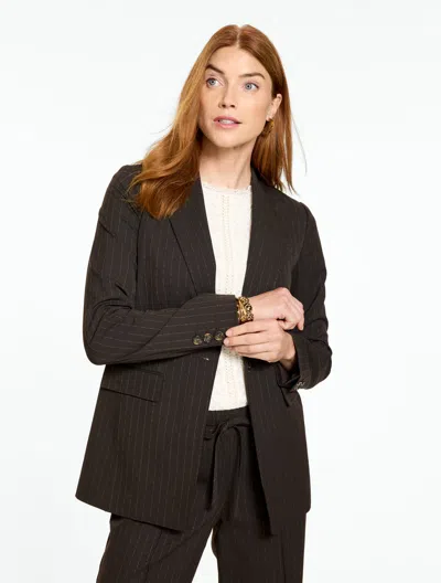 Talbots Pickstitch Pinstripe Blazer - Brown - 4