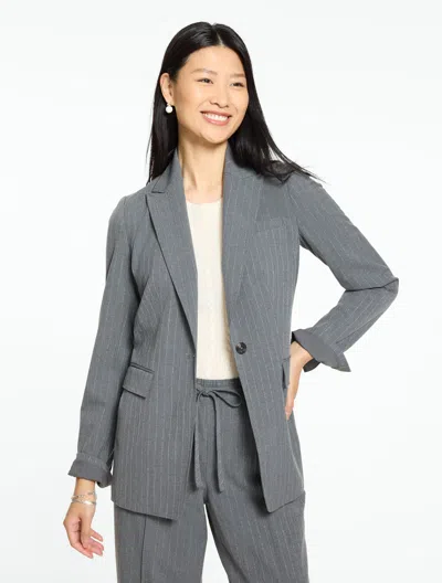 Talbots Pickstitch Pinstripe Blazer - Grey - 2