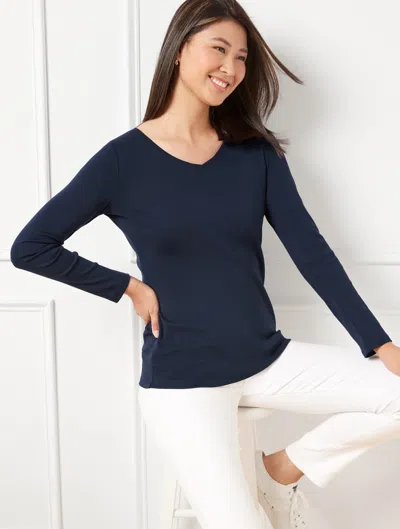 Talbots Pima V-neck T-shirt - Blue - 3x