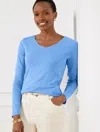 Talbots Pima V-neck T-shirt - Blue Wave - 1x