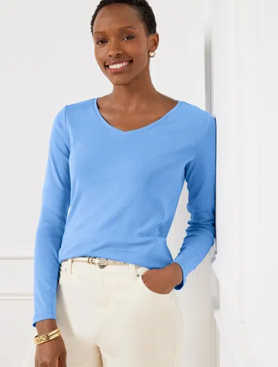 Talbots Pima V-neck T-shirt - Blue Wave - 1x  In Blue Wave