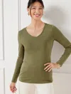 Talbots Pima V-neck T-shirt - Burnt Olive - 2x