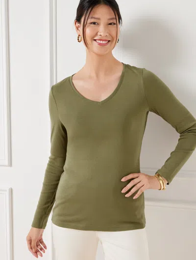 Talbots Pima V-neck T-shirt - Burnt Olive - 2x  In Burnt Olive