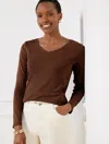 Talbots Pima V-neck T-shirt - Dark Walnut - 3x