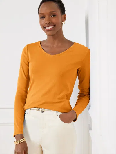 Talbots Pima V-neck T-shirt - Golden Maize - 1x  In Golden Maize