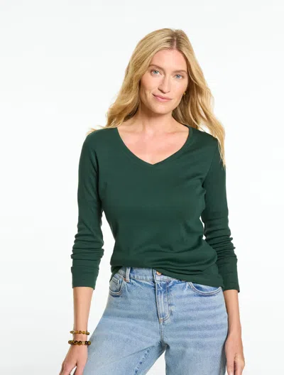 Talbots Pima V-neck T-shirt - Hunter - Xs