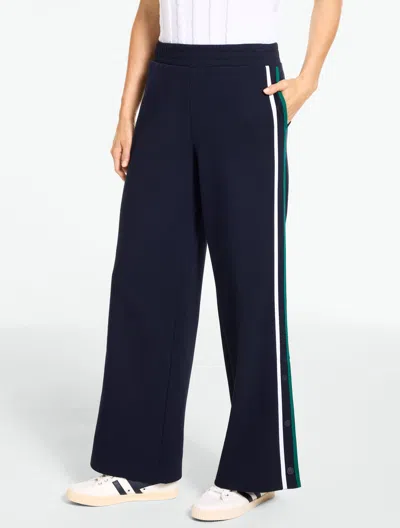 Talbots Piqué Wide Leg Tennis Pants - Blue - Medium
