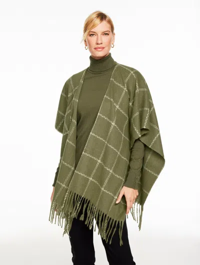 Talbots Plaid Ruana - Burnt Olive - Xs/s  In Green