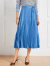 Talbots Pleated Satin Midi Skirt - Blue Wave - 22  In Blue Wave