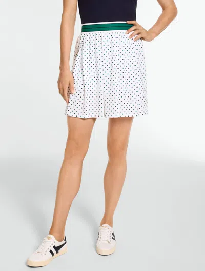 Talbots Pleated Skort - Polka Dot - White/ink - Xl  In Multi
