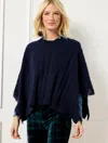 Talbots Plus Exclusive Cable Knit Poncho - Blue - 2x/3x  In Blue
