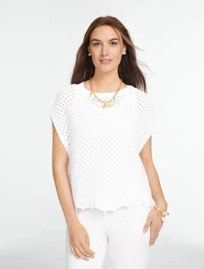 Talbots Plus Exclusive Open Knit Poncho - White - X/1x