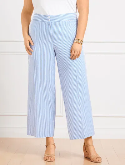 Talbots Plus Size - Plus Exclusive Wide Leg Crop Pants - Sunset Stripe - White/blue Iris - 14  In White,blue Iris