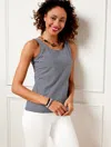 Talbots Plus Petite - 180â° Two-way Sleeveless Tank Top - Belleville Stripe - Indigo Blue/white - 3x