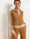 Talbots Plus Petite - Airknit Stretch Full-zip Track Jacket - Toffee Brown - X  In Brown