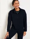 Talbots Plus Petite - Airknit Stretch Half-zip Pullover Sweater - Indigo - 3x  In Purple
