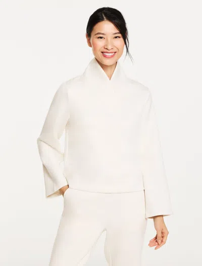 Talbots Plus Petite - Airknit Stretch Mesh V-neck Pullover Sweater - Ivory - X  In Neutral