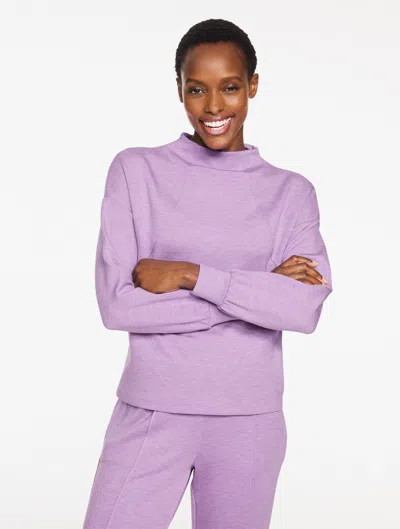 Talbots Plus Petite - Airknit Stretch Mockneck Pullover Sweater - Heathered - Lavender Heather - 3x  In Purple