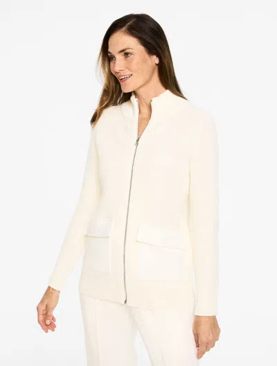 Talbots Plus Petite - Airknit Stretch Sweater Jacket - Ivory - 2x  In Neutral