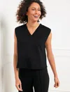 Talbots Plus Petite - Airknit Stretch V-neck Sleeveless Tank Top - Black - 3x  In Black