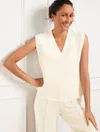 Talbots Plus Petite - Airknit Stretch V-neck Sleeveless Tank Top - Ivory - 3x  In White