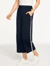 Talbots Plus Petite - Airknit Stretch Wide Crop Side Stripe Pants - Indigo - X  In Purple