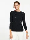 Talbots Plus Petite - Audrey Cashmere Sweater - Metallic Dot - Black/silver - 2x  In Multi