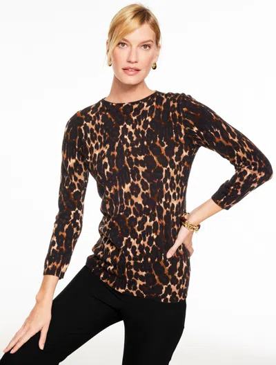 Talbots Plus Petite - Audrey Cashmere Sweater - Opulent Ocelot - Toasted Coconut/black - X