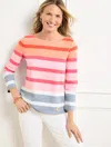 Talbots Plus Petite - Authentic  T-shirt - Celeste Stripe - Blue Sky Heather - X - 100% Cotton In Blue Sky Heather