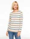 Talbots Plus Petite - Authentic  T-shirt - Chelsea Stripe - Ivory - 3x - 100% Cotton In White