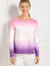 Talbots Plus Petite - Authentic  T-shirt - Dip-dye - Pink Rouge/lavender - 2x In Pink Rouge,lavender