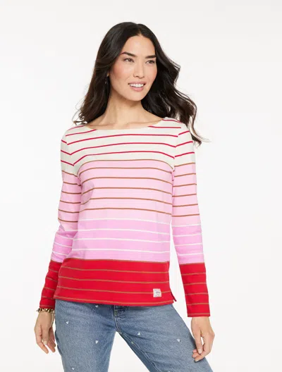 Talbots Plus Petite - Authentic  T-shirt - Isabel Stripe - Red - 3x - 100% Cotton In Brown