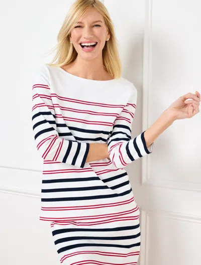 Talbots Plus Petite - Authentic  T-shirt - Sofia Stripe - White - 2x - 100% Cotton