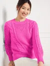 Talbots Balloon Sleeve Cable Knit Sweater - Festive Fuchsia - 2x