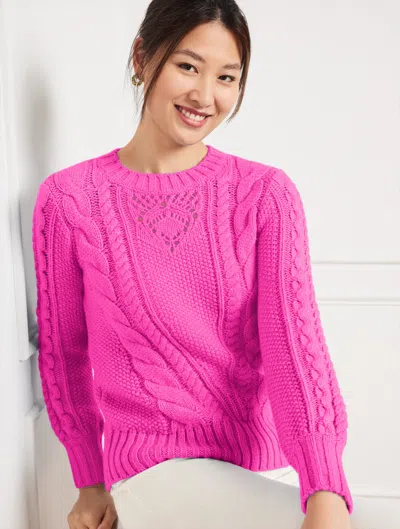Talbots Balloon Sleeve Cable Knit Sweater - Festive Fuchsia - 2x