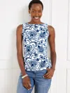 Talbots Plus Petite - Bateau Neck Tank Top - Bicolor Jacobean - White/ink - 3x  In White,ink