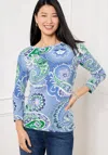 Talbots Plus Petite - Bateau Neck T-shirt - Colorblock Paisley - Vista Blue - X  In Vista Blue
