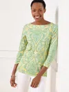 Talbots Plus Size - Bateau Neck T-shirt - Dazzling Paisley - Corn Silk - 2x  In Corn Silk