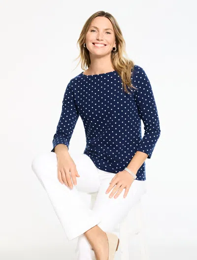 Talbots Plus Petite - Bateau Neck T-shirt - Garden Dot - Ink/white - 1x  In Multi